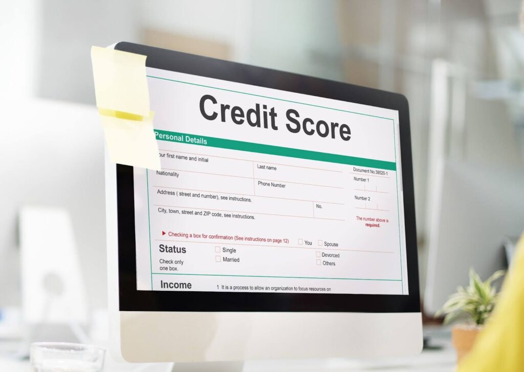 Desktop screen showing credit score page
